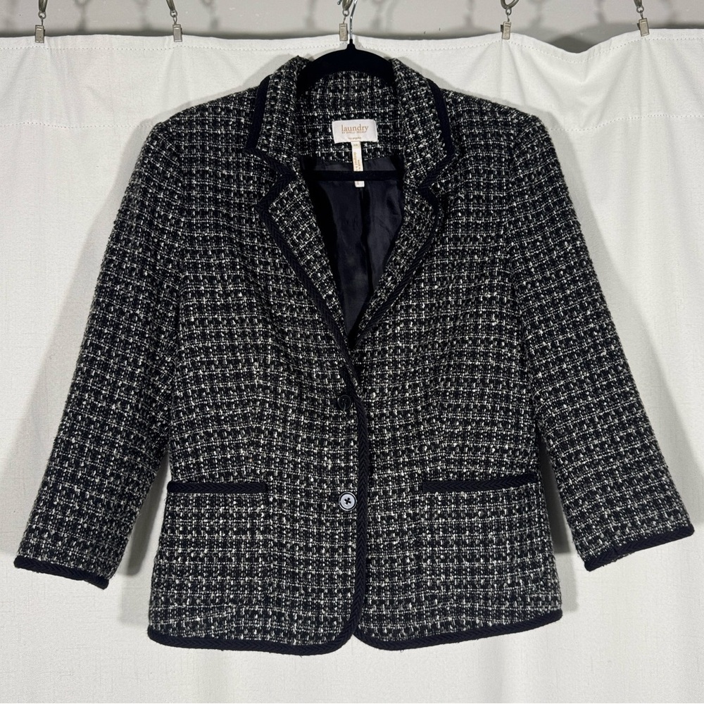 Laundry By Shelli Segal Black and White Tweed Skirt Suit Set - Picture 2 of 12